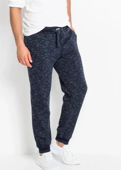 Pantalon de jogging chiné à finitions côtelées
