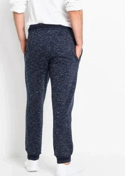 Pantalon de jogging chiné à finitions côtelées