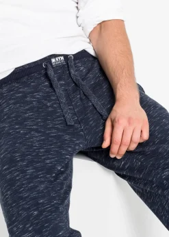 Pantalon de jogging chiné à finitions côtelées