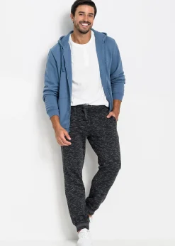 Pantalon de jogging chiné à finitions côtelées