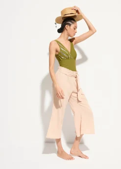 Pantalon de plage en gaze de coton, longueur 3/4