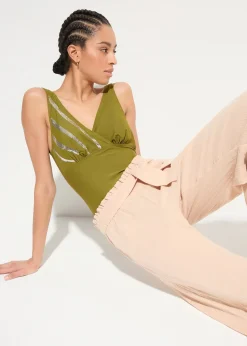 Pantalon de plage en gaze de coton, longueur 3/4