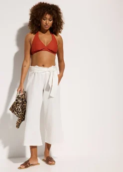 Pantalon de plage en gaze de coton, longueur 3/4
