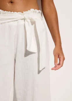 Pantalon de plage en gaze de coton, longueur 3/4