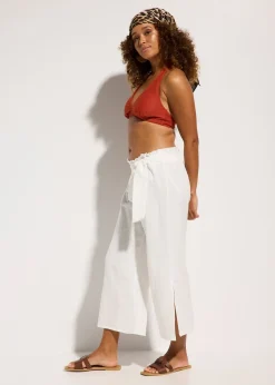 Pantalon de plage en gaze de coton, longueur 3/4