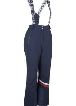Pantalon de ski thermo avec bretelles amovibles, imperméable, Straight