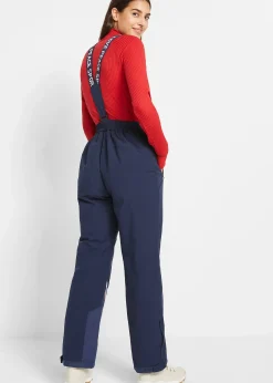 Pantalon de ski thermo avec bretelles amovibles, imperméable, Straight