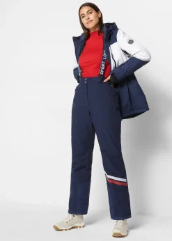 Pantalon de ski thermo avec bretelles amovibles, imperméable, Straight