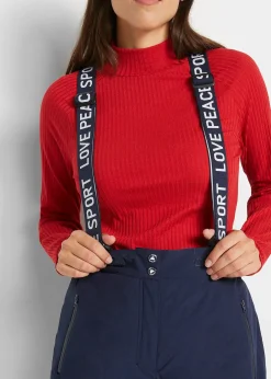 Pantalon de ski thermo avec bretelles amovibles, imperméable, Straight