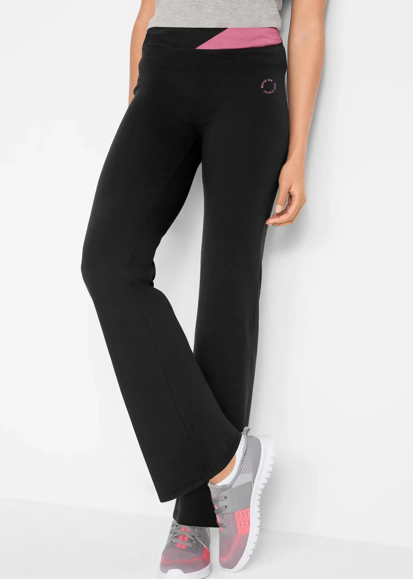 Pantalon de sport en coton, jambes évasées
