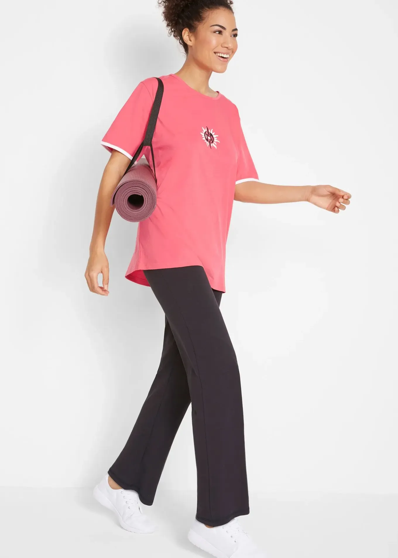 Pantalon de sport en coton, jambes évasées