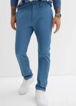 Pantalon droit à pinces en twill de coton, Regular