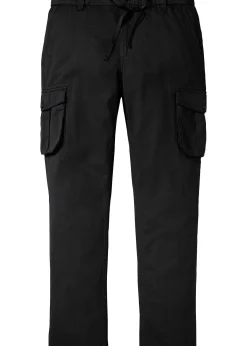 Pantalon droit cargo, regular, à taille élastiquée