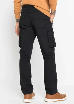 Pantalon droit cargo, regular, à taille élastiquée