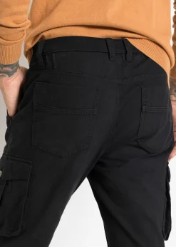 Pantalon droit cargo, regular, à taille élastiquée