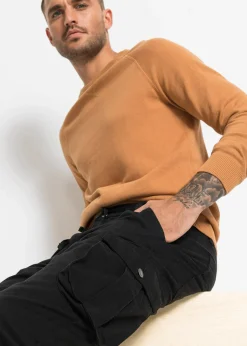 Pantalon droit cargo, regular, à taille élastiquée