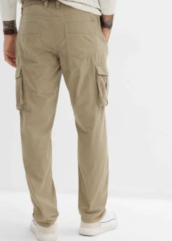 Pantalon droit cargo, regular, à taille élastiquée