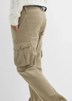 Pantalon droit cargo, regular, à taille élastiquée