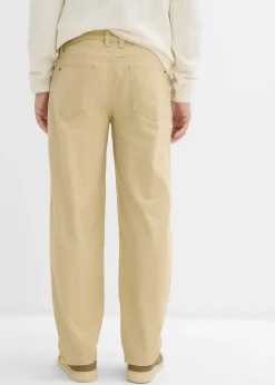 Pantalon droit en twill à taille élastiquée, loose