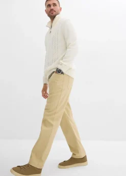 Pantalon droit en twill à taille élastiquée, loose