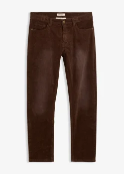 Pantalon droit en velours côtelé extensible aspect délavé, regular