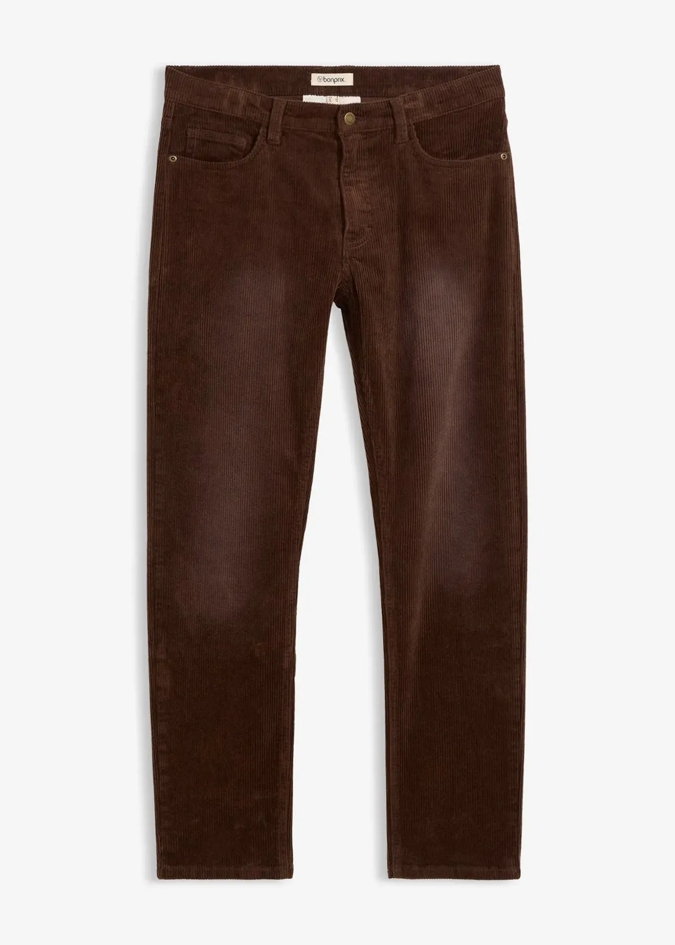 Pantalon droit en velours côtelé extensible aspect délavé, regular