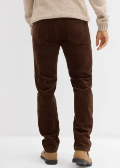 Pantalon droit en velours côtelé extensible aspect délavé, regular