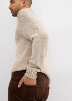 Pantalon droit en velours côtelé extensible aspect délavé, regular