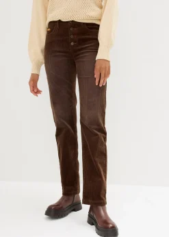 Pantalon droit en velours côtelé extensible