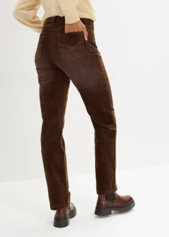 Pantalon droit en velours côtelé extensible