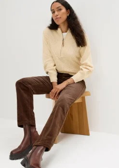 Pantalon droit en velours côtelé extensible