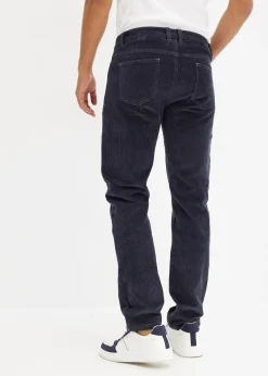 Pantalon droit en velours côtelé extensible aspect délavé, regular
