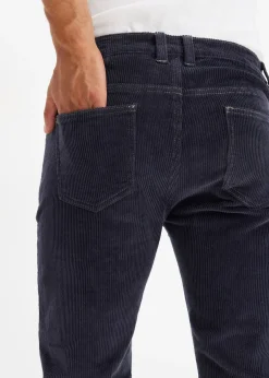 Pantalon droit en velours côtelé extensible aspect délavé, regular