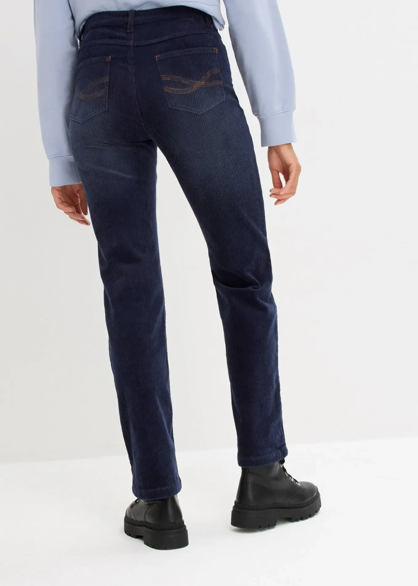 Pantalon droit en velours côtelé extensible