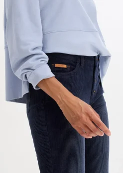 Pantalon droit en velours côtelé extensible
