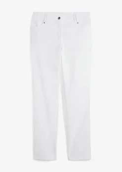 Pantalon droit extensible en bengaline, taille élastiquée