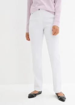 Pantalon droit extensible en bengaline, taille élastiquée