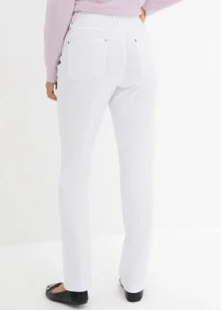 Pantalon droit extensible en bengaline, taille élastiquée