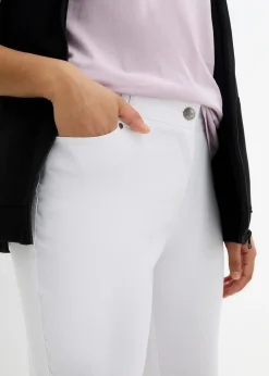 Pantalon droit extensible en bengaline, taille élastiquée