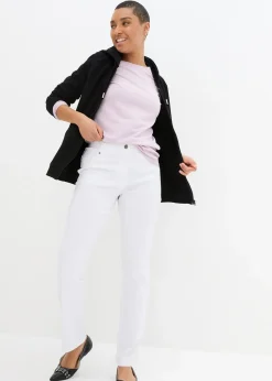 Pantalon droit extensible en bengaline, taille élastiquée