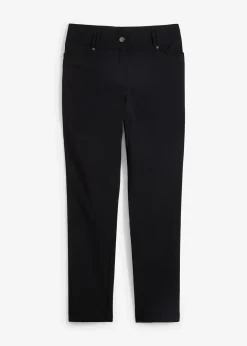 Pantalon droit extensible en bengaline, taille élastiquée