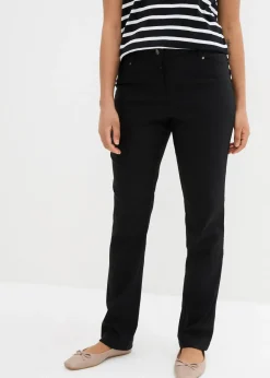 Pantalon droit extensible en bengaline, taille élastiquée