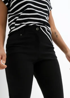 Pantalon droit extensible en bengaline, taille élastiquée