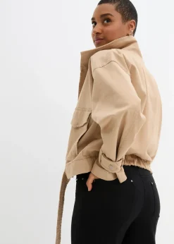 Pantalon droit extensible en bengaline, taille élastiquée