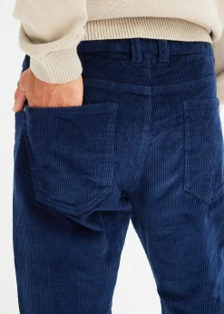 Pantalon droit loose en velours côtelé, doublure flanelle