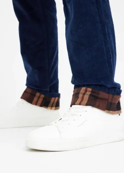 Pantalon droit loose en velours côtelé, doublure flanelle