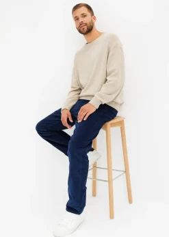 Pantalon droit loose en velours côtelé, doublure flanelle