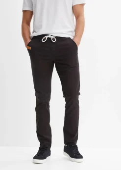 Pantalon droit regular et extensible à taille élastiquée