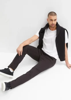 Pantalon droit regular et extensible à taille élastiquée