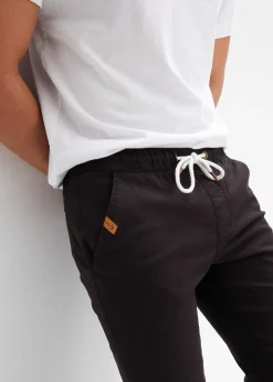 Pantalon droit regular et extensible à taille élastiquée